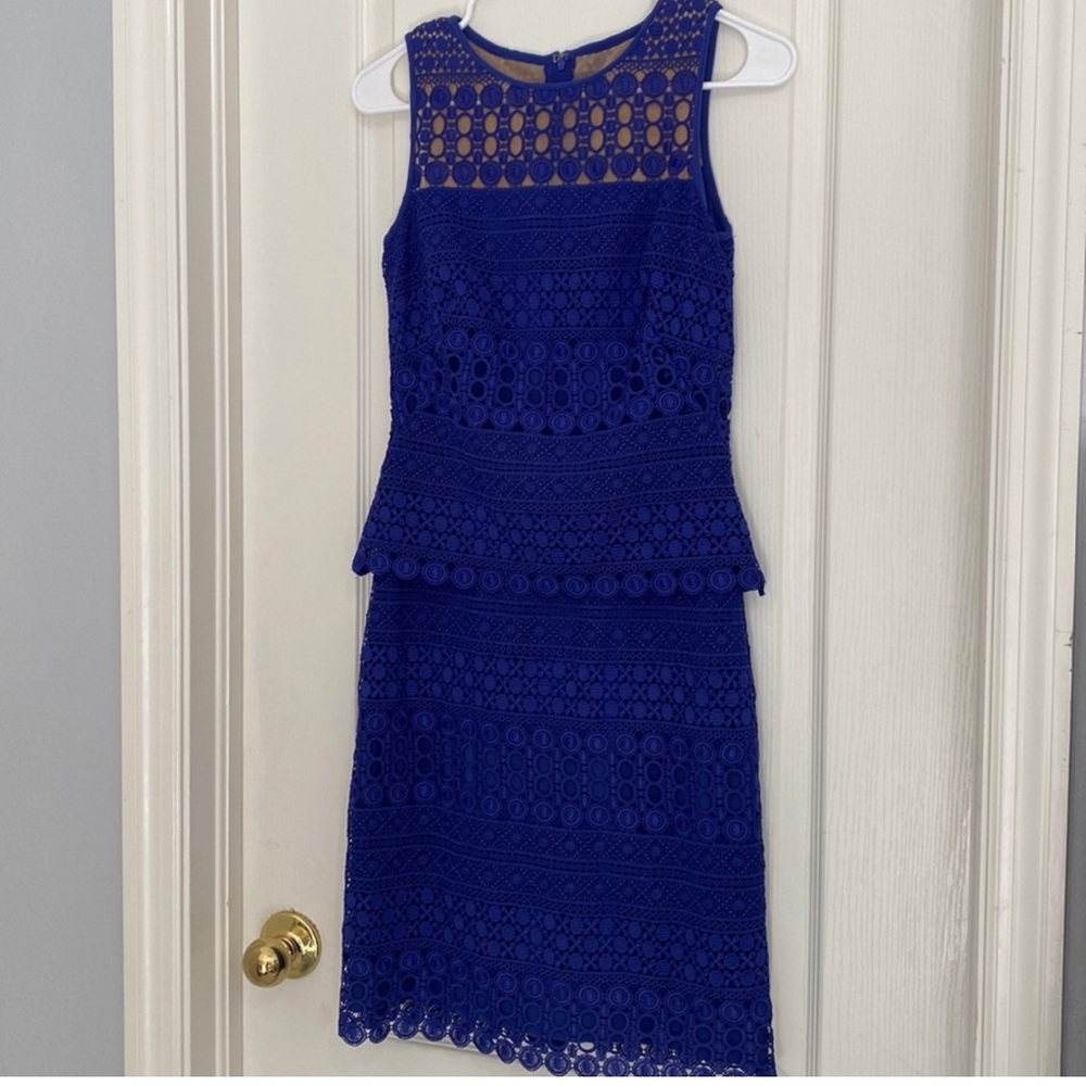 NWT Lauren Ralph Lauren Blue Lace Overlay Sleeveless Dress, Size 2 (US)